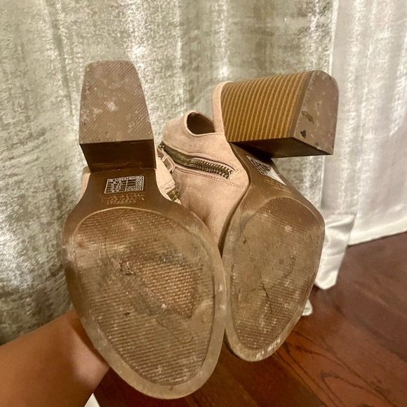 EUC Dusty Pink Open Toe, Open Heel Block Heel Booties, Sz 6.5 - Picture 3 of 7